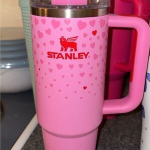 Valentines Stanley- Stanley Pink Tumbler with Heart Pattern
